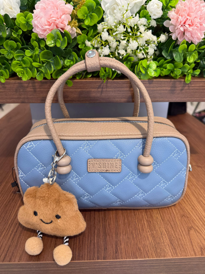 Peluş Anahtarlı Mavi Çanta