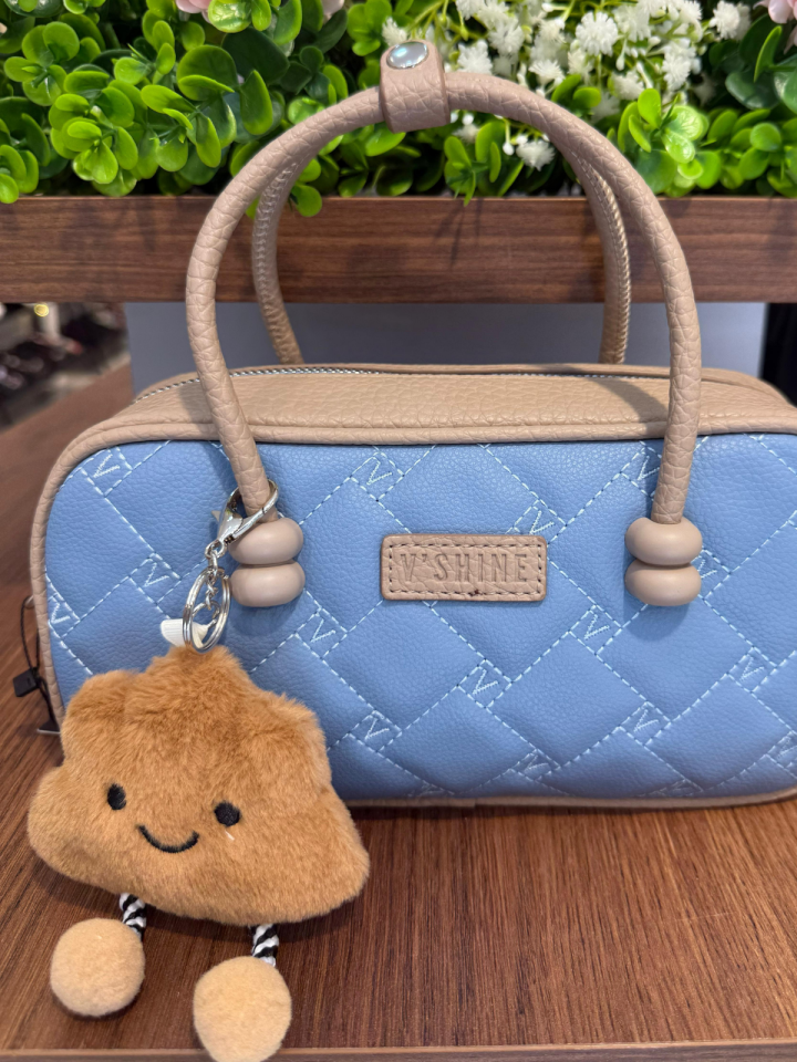 Peluş Anahtarlı Mavi Çanta