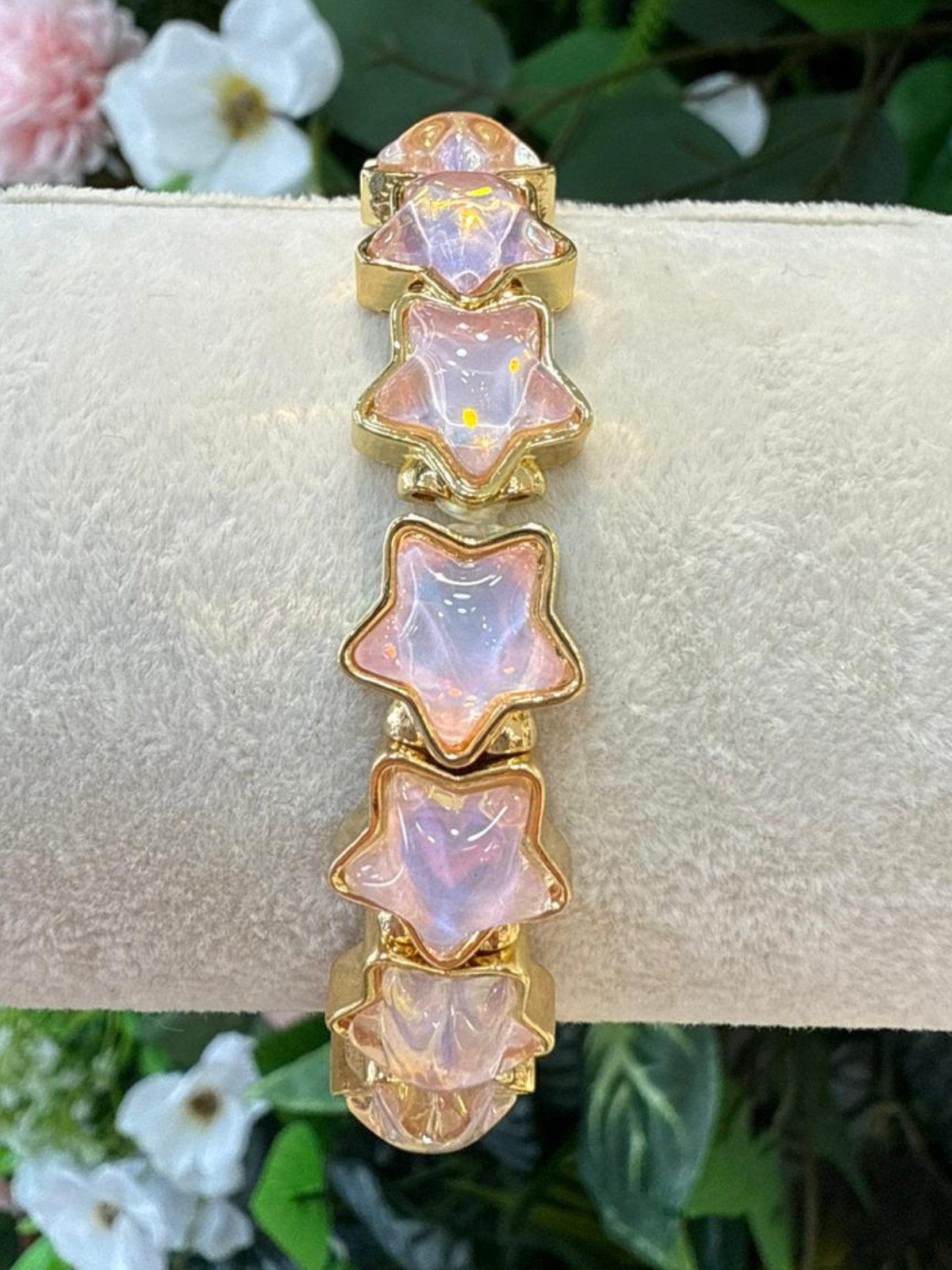 Opal Yıldız Taşlı Pembe Bileklik