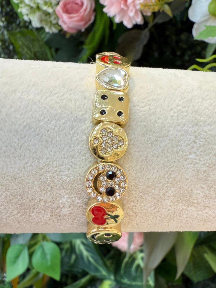 Figürlü Işıltılı Altın Bileklik